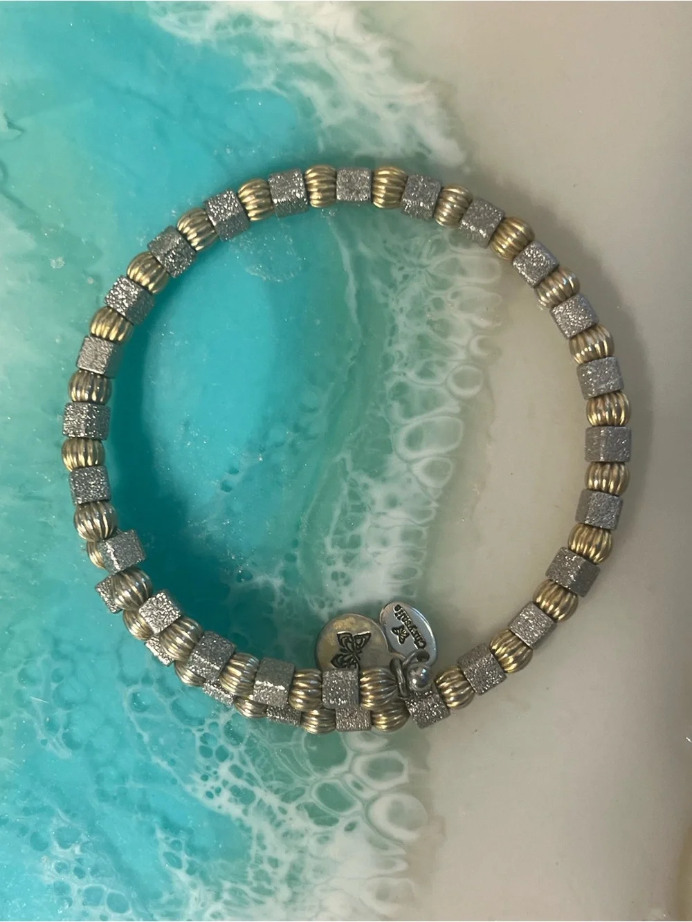 Two-Tone Gold & Silver Stretch Bracelet - Unbranded